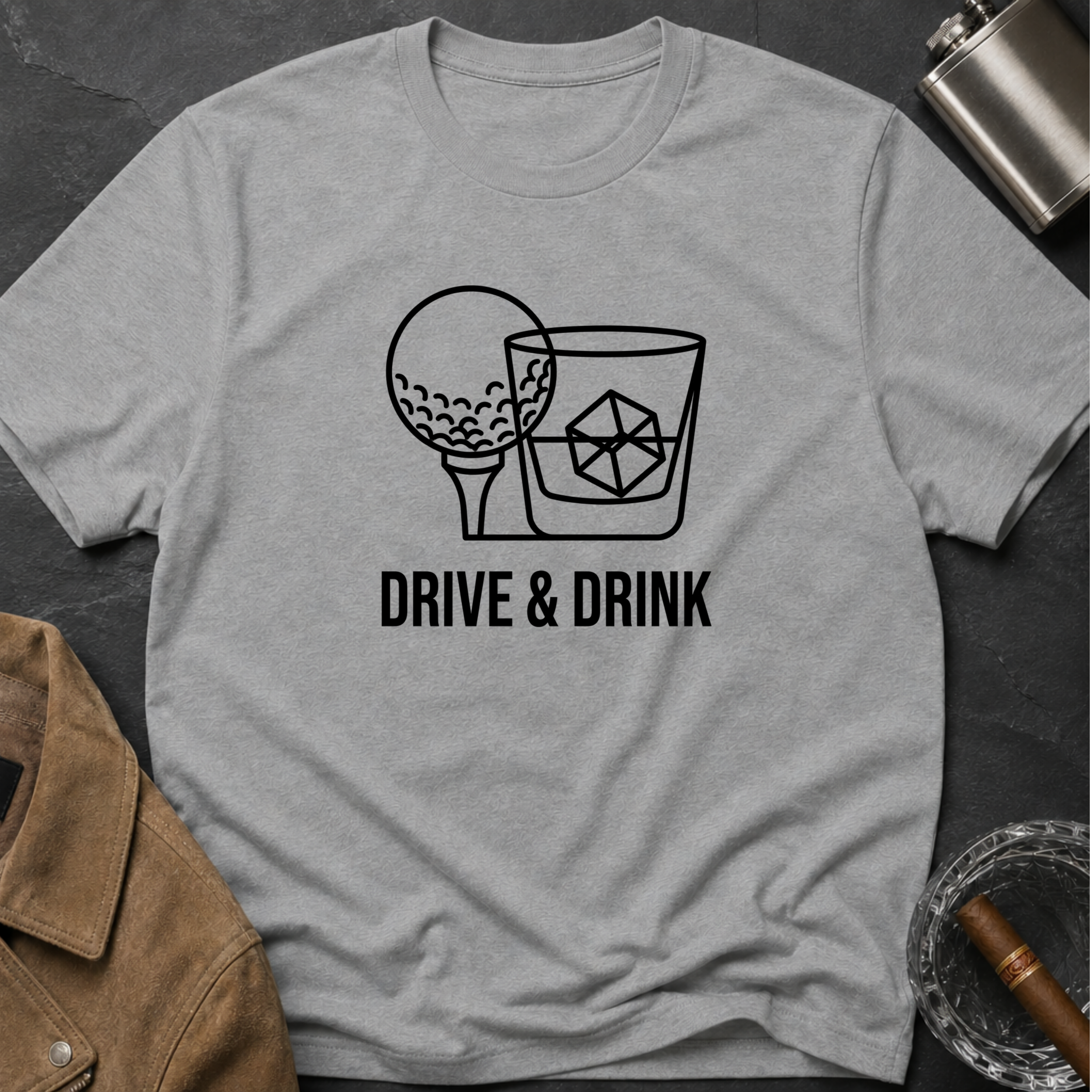 Drive & Drink Golf T-Shirt — Funny Golfing Whiskey Shirt for Golfers