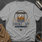 Smoke & Sip T-Shirt — 'Smoke & Sip Social Club' Whiskey Glass & Cigar Design