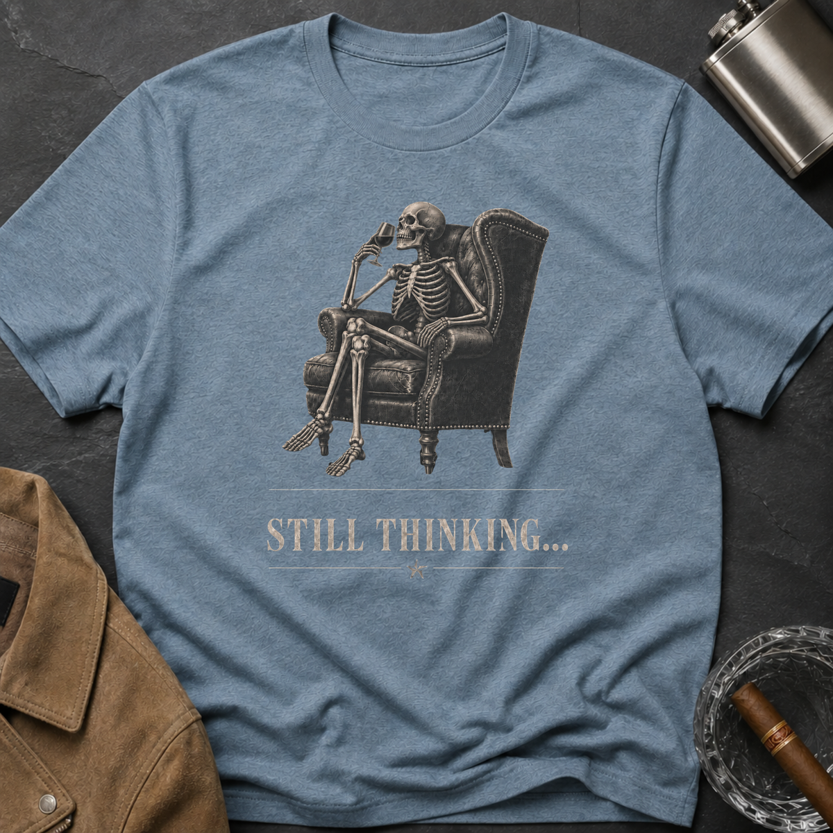 Still Thinking Skeleton Wine T-Shirt