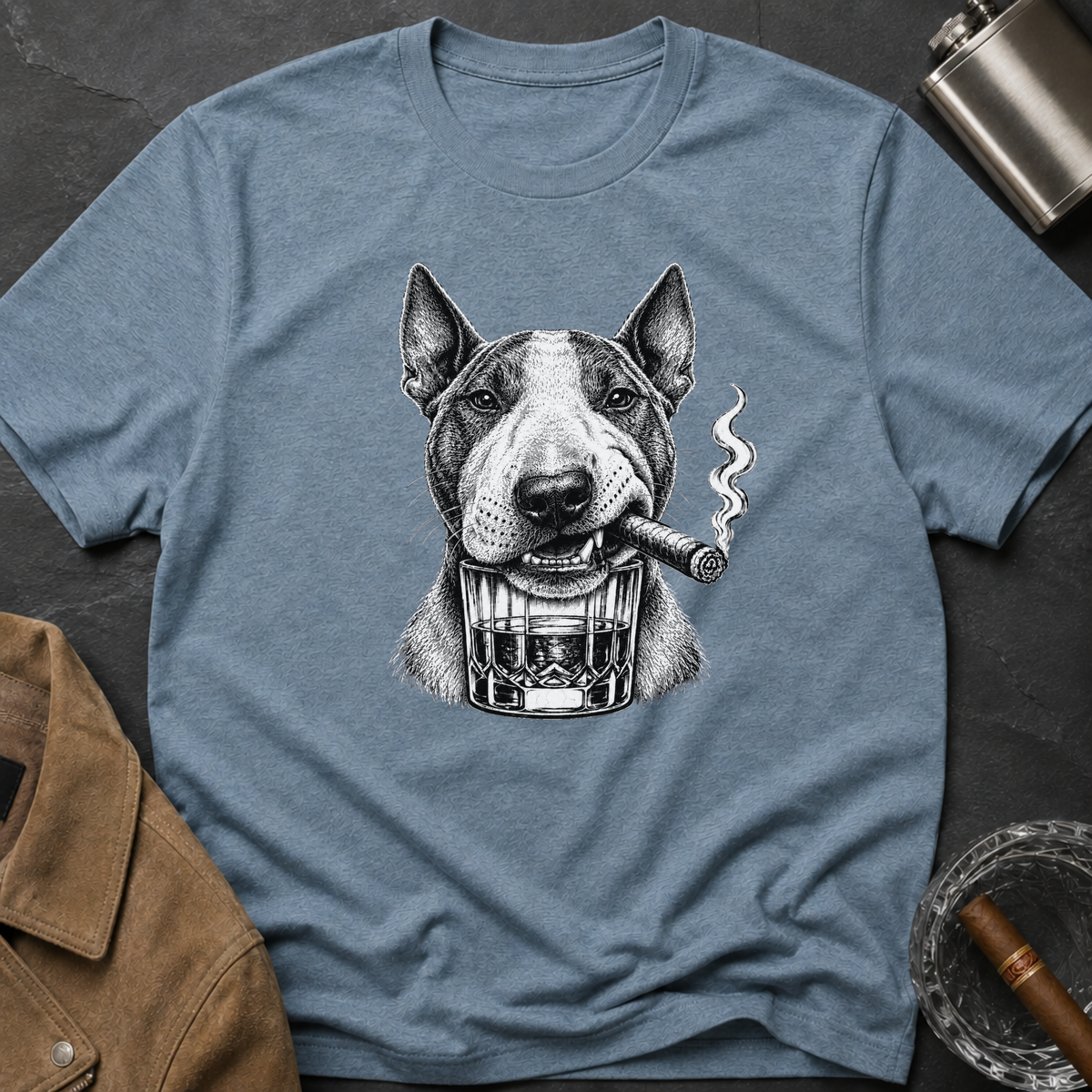 Bull Terrier Smoking Cigar T-Shirt