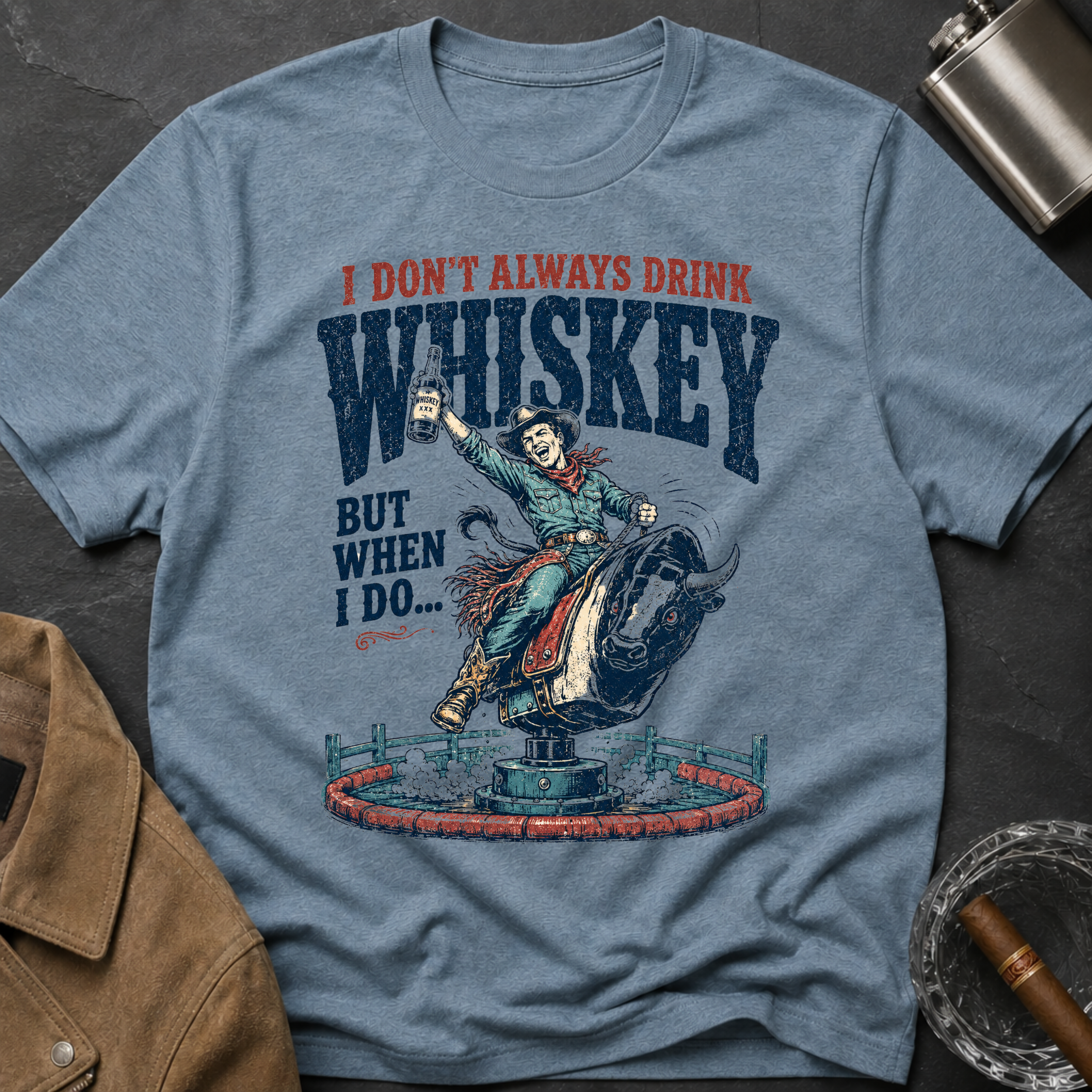 I Don't Always Drink Whiskey But When I Do T-Shirt — Rodeo Bull Rider Graphic Tee