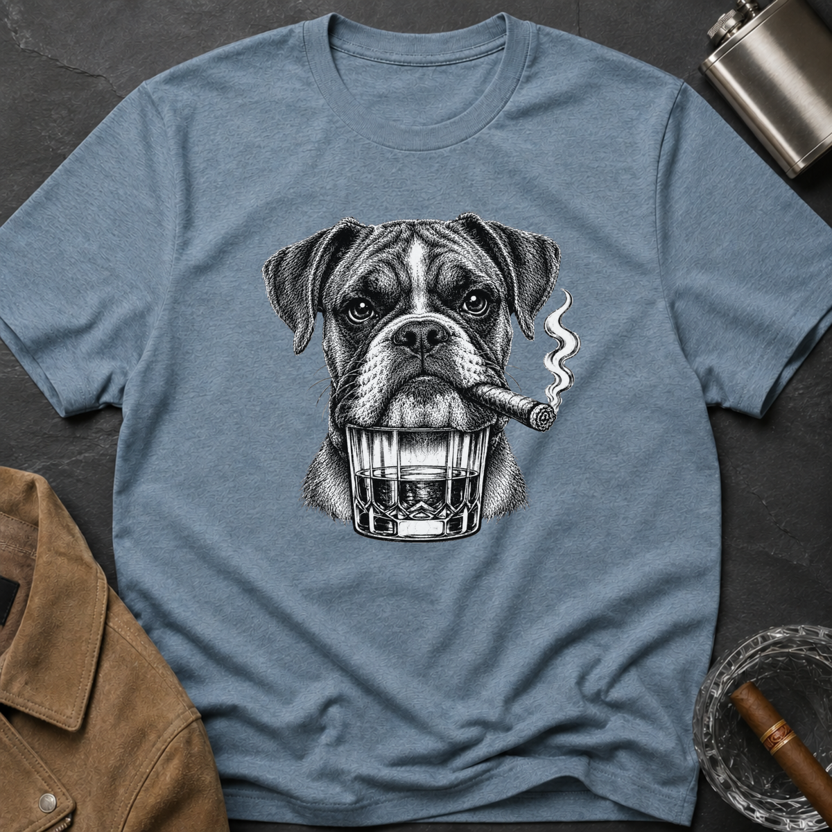 Boxer Dog Smoking Cigar T-Shirt