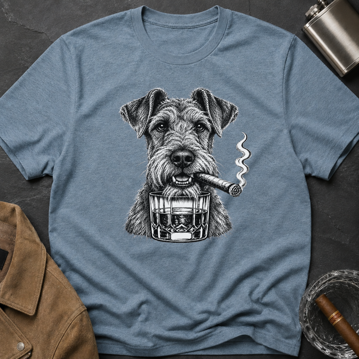 Irish Terrier Cigar Whiskey T-shirt