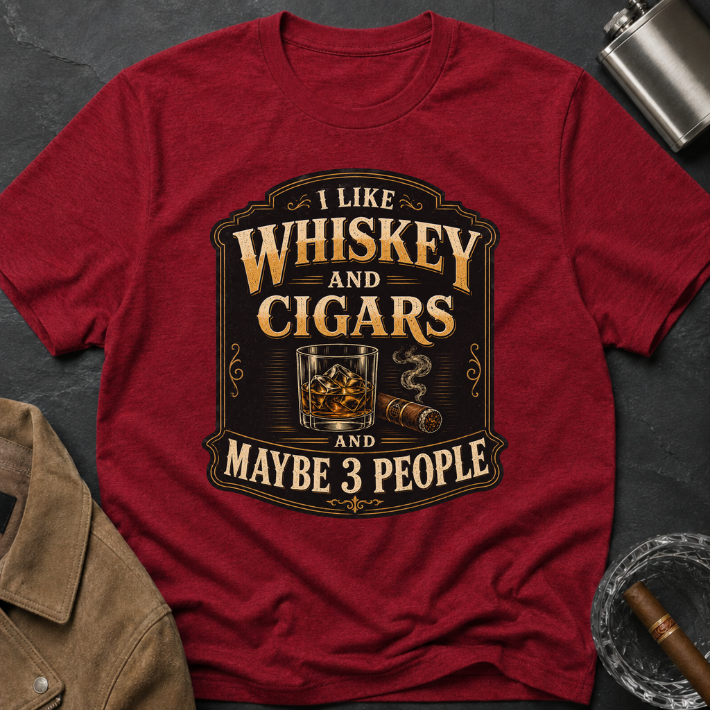 "I Like Whiskey and Cigars and Maybe 3 People" T-Shirt