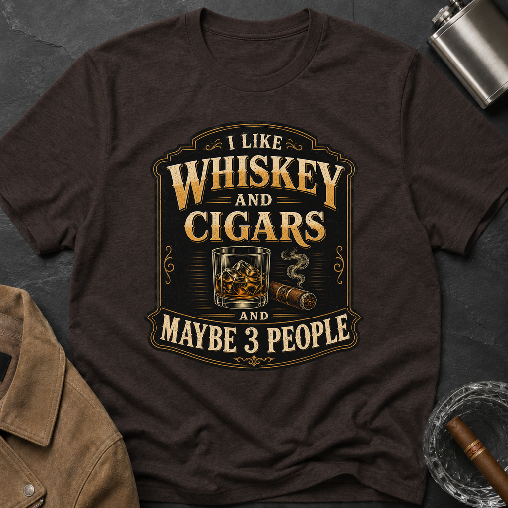 "I Like Whiskey and Cigars and Maybe 3 People" T-Shirt