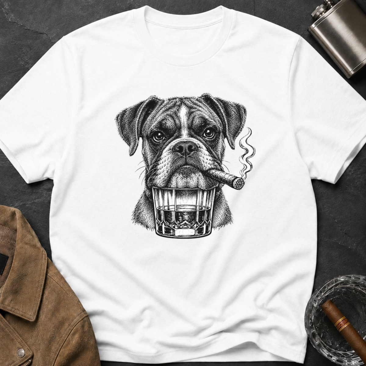 Boxer Dog Smoking Cigar T-Shirt