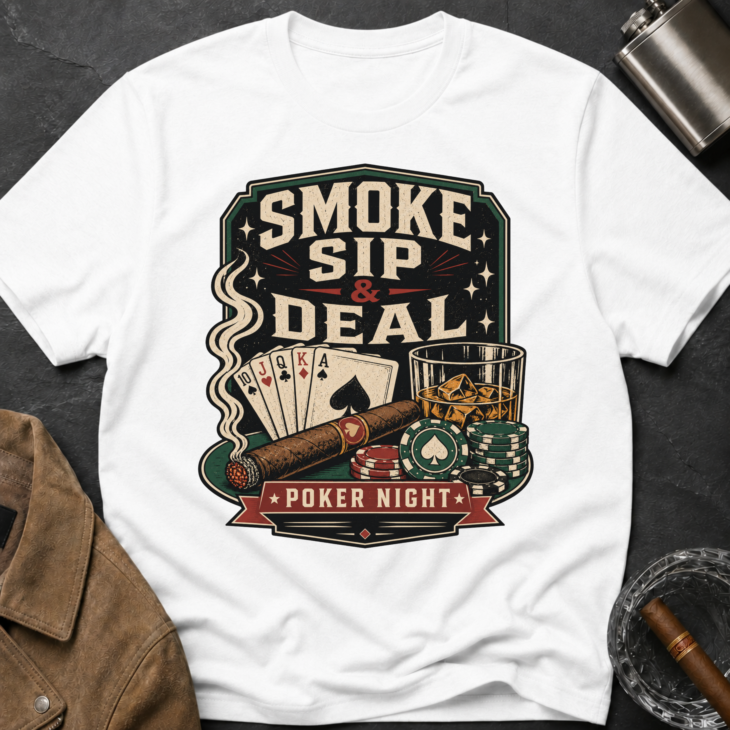 Smoke Sip & Deal - Poker Night T-Shirt