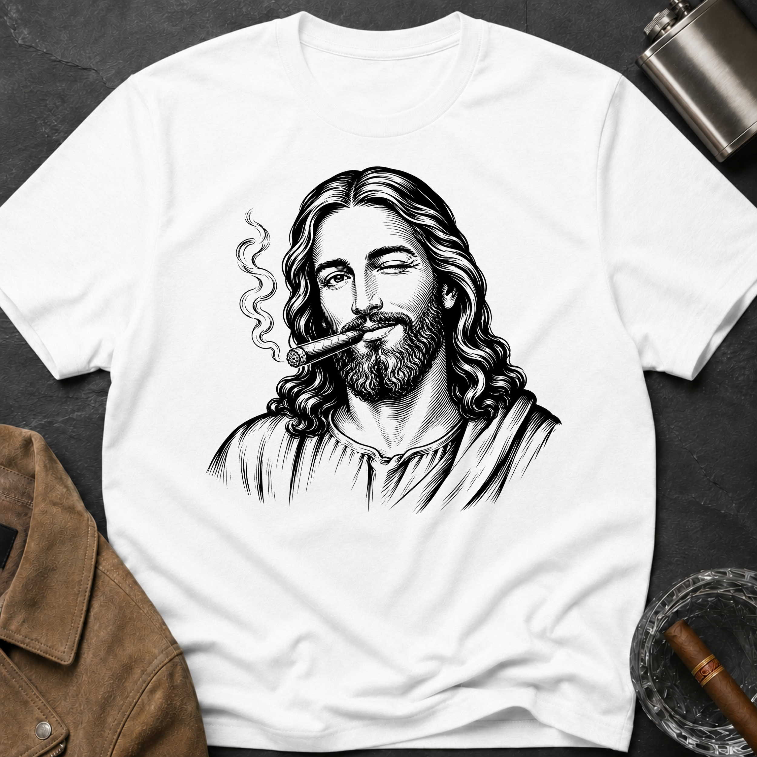 Jesus Smoking Cigar T-Shirt