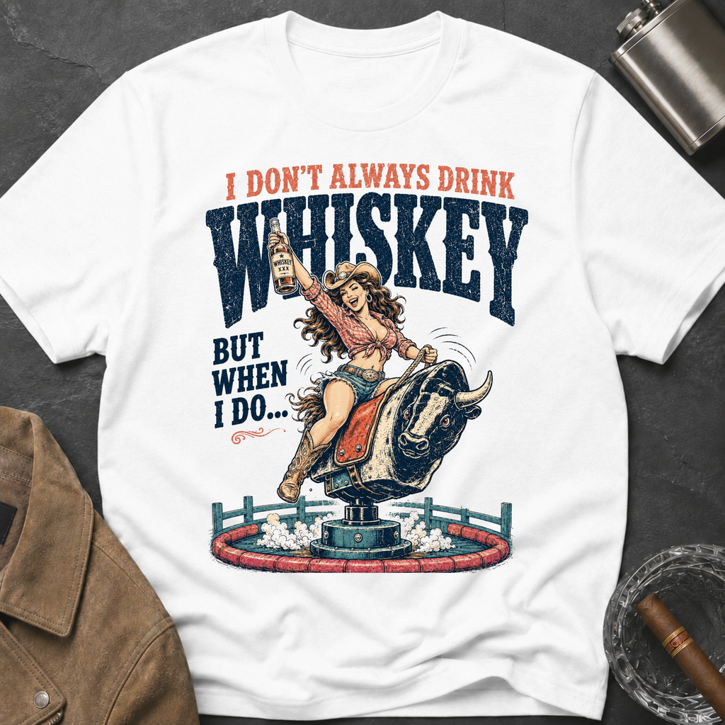 Whiskey Rodeo T‑Shirt — “I Don’t Always Drink Whiskey But When I Do…” Graphic Tee