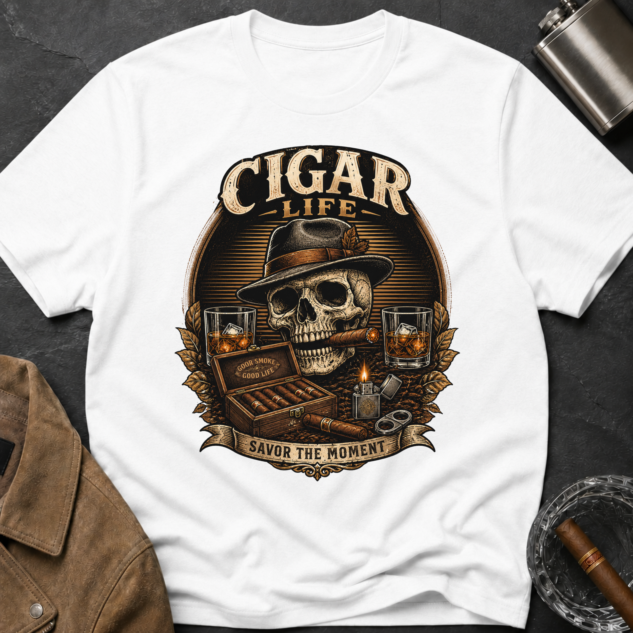 Cigar Life Skull T‑Shirt — Vintage Cigar Smoking Tee