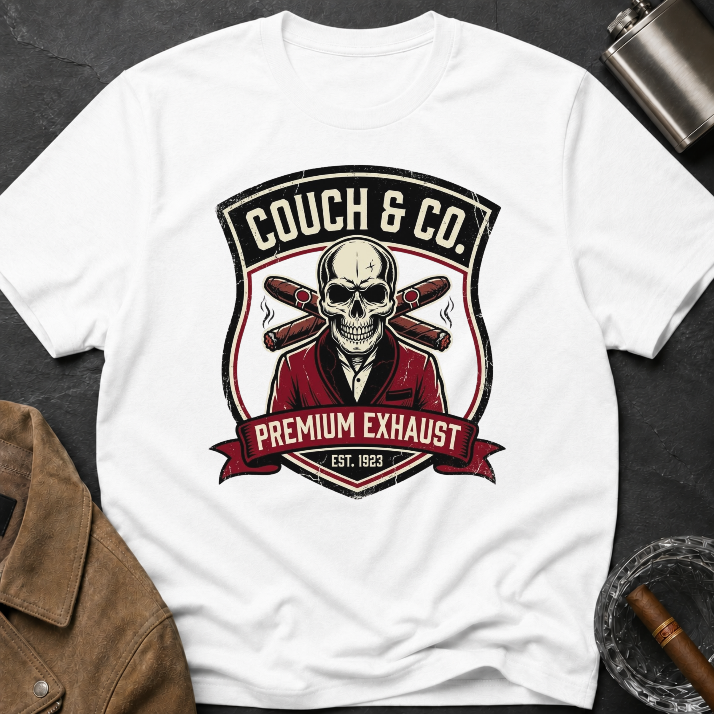 Copy of Couch & Co. Skull Logo T-Shirt — Vintage Biker Motorcycle Graphic Tee