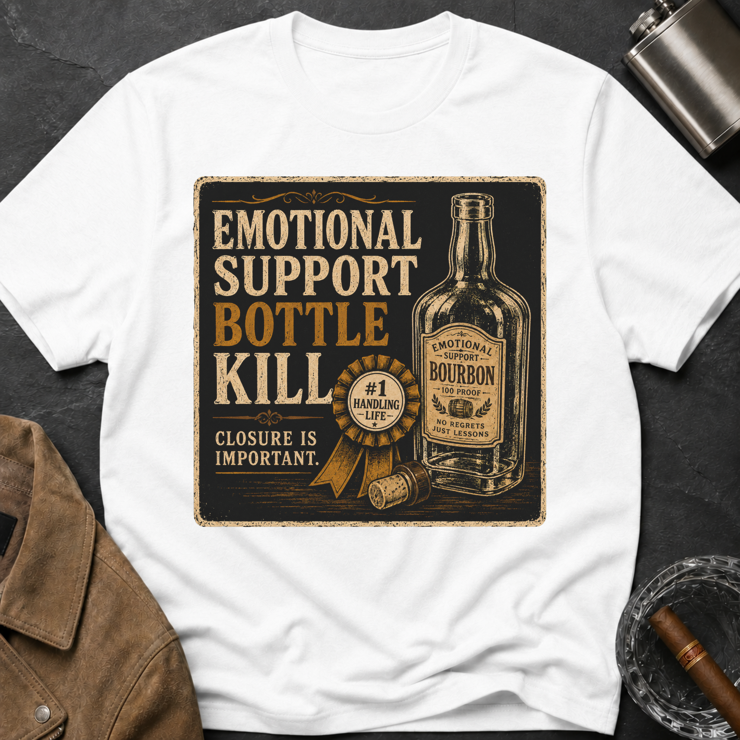 Emotional Support Bottle T-Shirt — Vintage Bourbon Graphic Tee