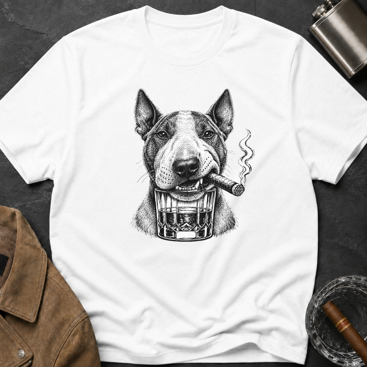 Bull Terrier Smoking Cigar T-Shirt