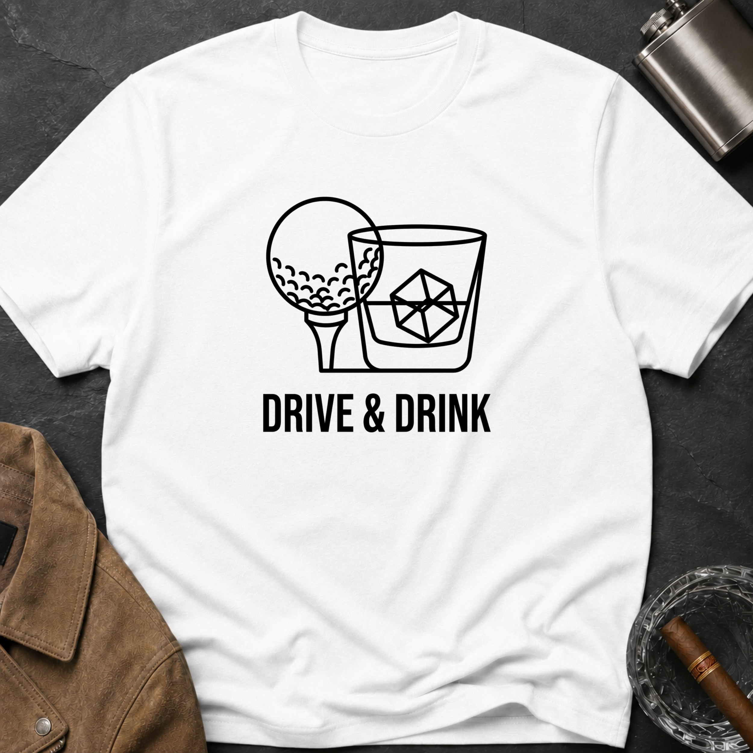 Drive & Drink Golf T-Shirt — Funny Golfing Whiskey Shirt for Golfers