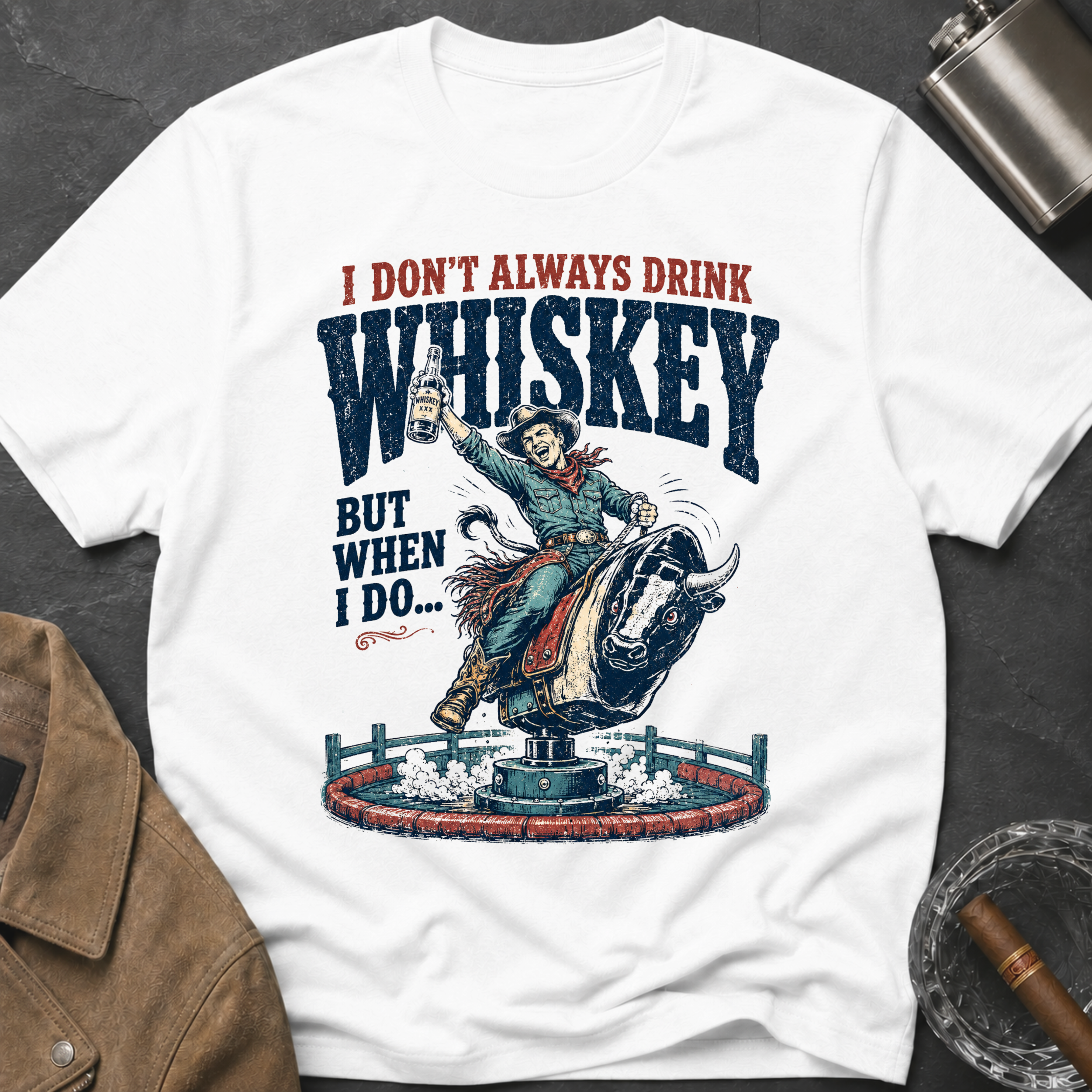 I Don't Always Drink Whiskey But When I Do T-Shirt — Rodeo Bull Rider Graphic Tee