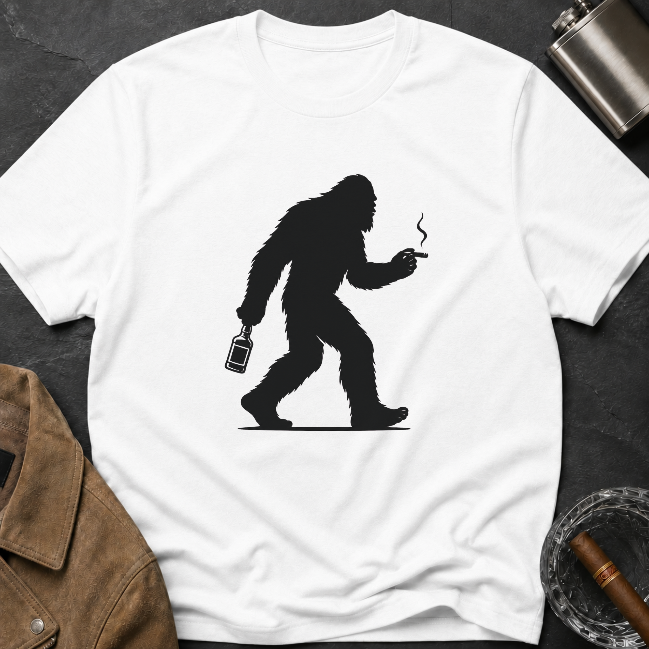 Bigfoot Cigar & Whiskey Silhouette T-Shirt