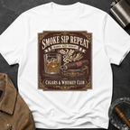 Cigar & Whiskey "Smoke Sip Repeat" T-Shirt